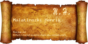 Malatinszki Henrik névjegykártya